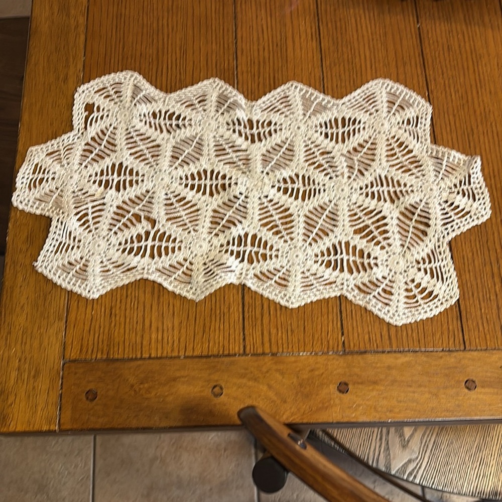 Cream Crochet Table Runner